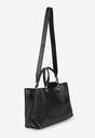 Czarna Dwukomorowa Torebka Typu Shopper Ozdobiona Metalicznymi Aplikacjami Adorrive