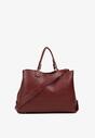 Bordowa Dwukomorowa Torebka Typu Shopper Ozdobiona Metalicznymi Aplikacjami Adorrive