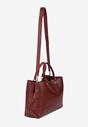 Bordowa Dwukomorowa Torebka Typu Shopper Ozdobiona Metalicznymi Aplikacjami Adorrive