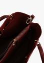 Bordowa Dwukomorowa Torebka Typu Shopper Ozdobiona Metalicznymi Aplikacjami Adorrive