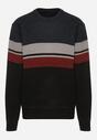 Granatowy Sweter z Wełną z Eleganckim Kołnierzykiem Koszulowym Espalea
