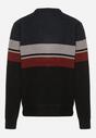 Granatowy Sweter z Wełną z Eleganckim Kołnierzykiem Koszulowym Espalea