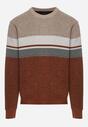 Beżowy Sweter z Wełną z Eleganckim Kołnierzykiem Koszulowym Espalea