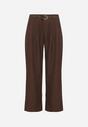 Brązowe Szerokie Spodnie Garniturowe z Paskiem z Klamrą w Kształcie Muszelki Setera