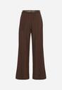 Brązowe Szerokie Spodnie Garniturowe z Paskiem z Klamrą w Kształcie Muszelki Setera