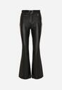 Czarne Spodnie Dzwony z Imitacji Skóry Vebora