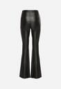 Czarne Spodnie Dzwony z Imitacji Skóry Vebora