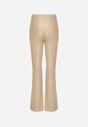 Beżowe Spodnie Dzwony z Imitacji Skóry Vebora