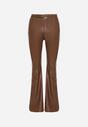 Brązowe Spodnie Dzwony z Imitacji Skóry Vebora