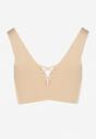 Beżowy Biustonosz Sportowy z Siateczką i Gorsetowym Zdobieniem Saliatessa