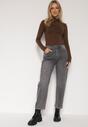 Szare Jeansy Mom Fit z Wysokim Stanem Rallanda