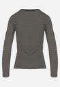 Czarna Bluzka Typu Longsleeve w Paski Ozdobiona Cyrkoniami Ralinella