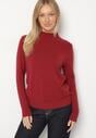 Bordowy Gładki Sweter z Półgolfem w Stylu Casual Unallia