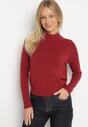Bordowy Gładki Sweter z Półgolfem w Stylu Casual Unallia