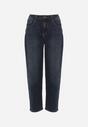 Granatowe Jeansy Mom Fit z Wiskozą i Wysokim Stanem Errelia