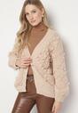 Ciemnobeżowy Kardigan Ozdobiony Pomponami Besida