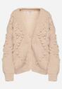 Ciemnobeżowy Kardigan Ozdobiony Pomponami Besida