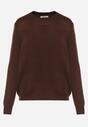 Brązowy Klasyczny Sweter z Wełną Mailira