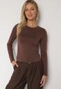 Brązowa Bluzka ana Bluzka Typu Longsleeve Lisfia