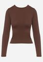 Brązowa Bluzka ana Bluzka Typu Longsleeve Lisfia