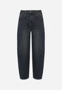 Niebieskie Szerokie Jeansy Mom Fit z Wysokim Stanem Delennia