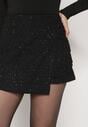 Czarne Spódnico-Szorty z Wełną i Cekinami Fedara