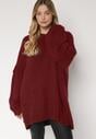 Bordowy Sweter z Wiskozą i Wełną o Kroju Nietoperza Fedella
