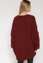 Bordowy Sweter z Wiskozą i Wełną o Kroju Nietoperza Fedella