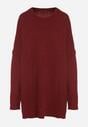 Bordowy Sweter z Wiskozą i Wełną o Kroju Nietoperza Fedella