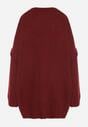 Bordowy Sweter z Wiskozą i Wełną o Kroju Nietoperza Fedella