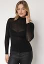 Czarna Bluzka z Golfem Typu Longsleeve z Wiskozy z Kaszmirem Fedine