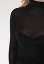 Czarna Bluzka z Golfem Typu Longsleeve z Wiskozy z Kaszmirem Fedine