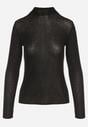 Czarna Bluzka z Golfem Typu Longsleeve z Wiskozy z Kaszmirem Fedine