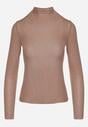 Brązowa Bluzka z Golfem Typu Longsleeve z Wiskozy z Kaszmirem Fedine