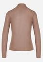 Brązowa Bluzka z Golfem Typu Longsleeve z Wiskozy z Kaszmirem Fedine