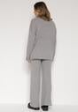 Ciemnoszary Komplet z Bawełną i Wełną Sweter z Guzikami i Proste Spodnie Reisadia