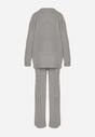 Ciemnoszary Komplet z Bawełną i Wełną Sweter z Guzikami i Proste Spodnie Reisadia