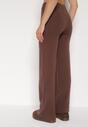 Brązowe Spodnie Szerokie Spodnie z Wysokim Stanem z Domieszką Kaszmiru Nefrina