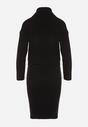 Czarny Komplet Dzianinowy z Wełną i Bawełną Golf i Dopasowana Sukienka Reilaia