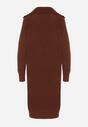 Brązowa Sweterkowa Sukienka Pudełkowa z Bawełną i Wełną Ozdobiona Suwakiem Reimia