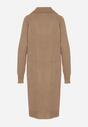 Beżowa Sweterkowa Sukienka Pudełkowa z Bawełną i Wełną Ozdobiona Suwakiem Reimia