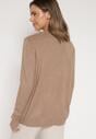 Ciemnobeżowy Casualowy Sweter z Wełną i Bawełną Nedalla