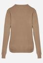 Ciemnobeżowy Casualowy Sweter z Wełną i Bawełną Nedalla