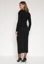 Czarna Dopasowana Sukienka z Metaliczną Ozdobą na Ramieniu Reilara
