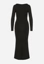 Czarna Koktajlowa Sukienka z Wiskozą i Metaliczną Ozdobą Refare