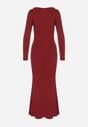 Bordowa Koktajlowa Sukienka z Wiskozą i Metaliczną Ozdobą Refare