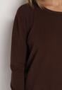 Brązowy Sweter z Kaszmirem i Ozdobnymi Kieszeniami Sanarea