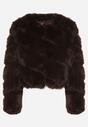 Brązowa Krótka Kurtka z Futerkiem na Haftki Loreinda