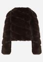 Brązowa Krótka Kurtka z Futerkiem na Haftki Loreinda