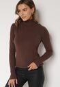 Brązowy Sweter z Golfem z Domieszką Kaszmiru i Wiskozy Zaisma